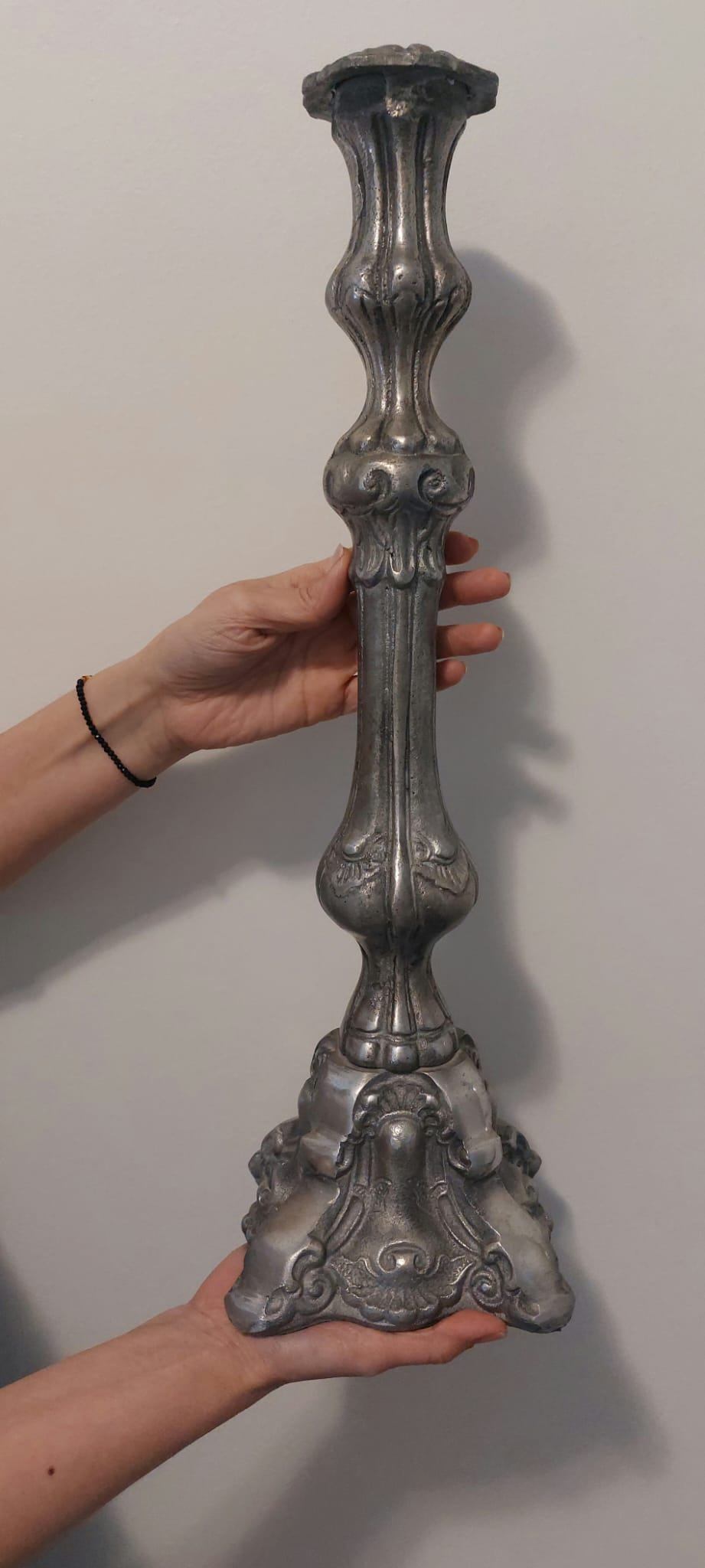 Vintage Gothic 20” Cast Metal Candlestick