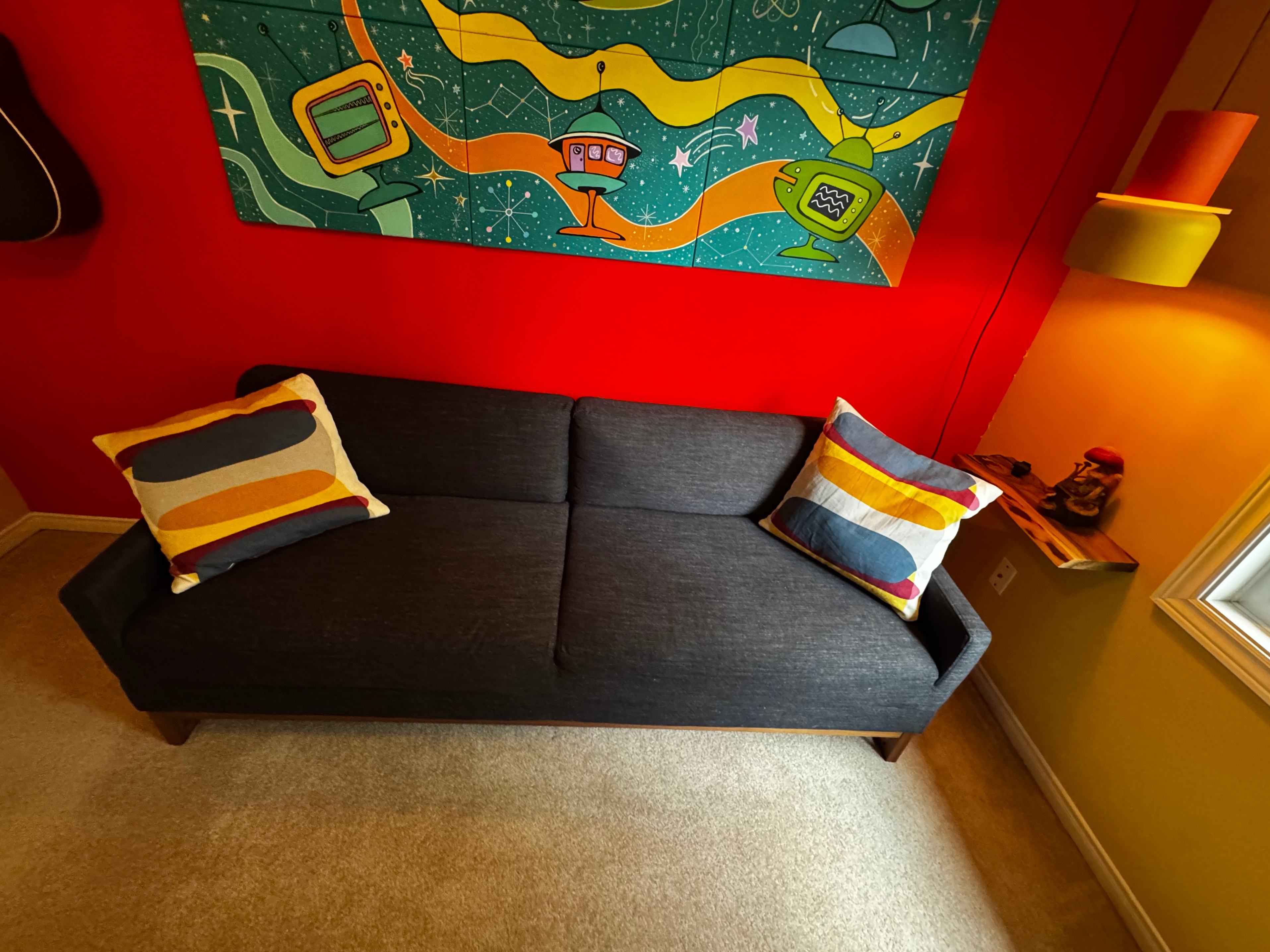 Blu Dot "Diplomat" Sleeper Sofa – Solid Walnut & Tofte Navy - photo 3