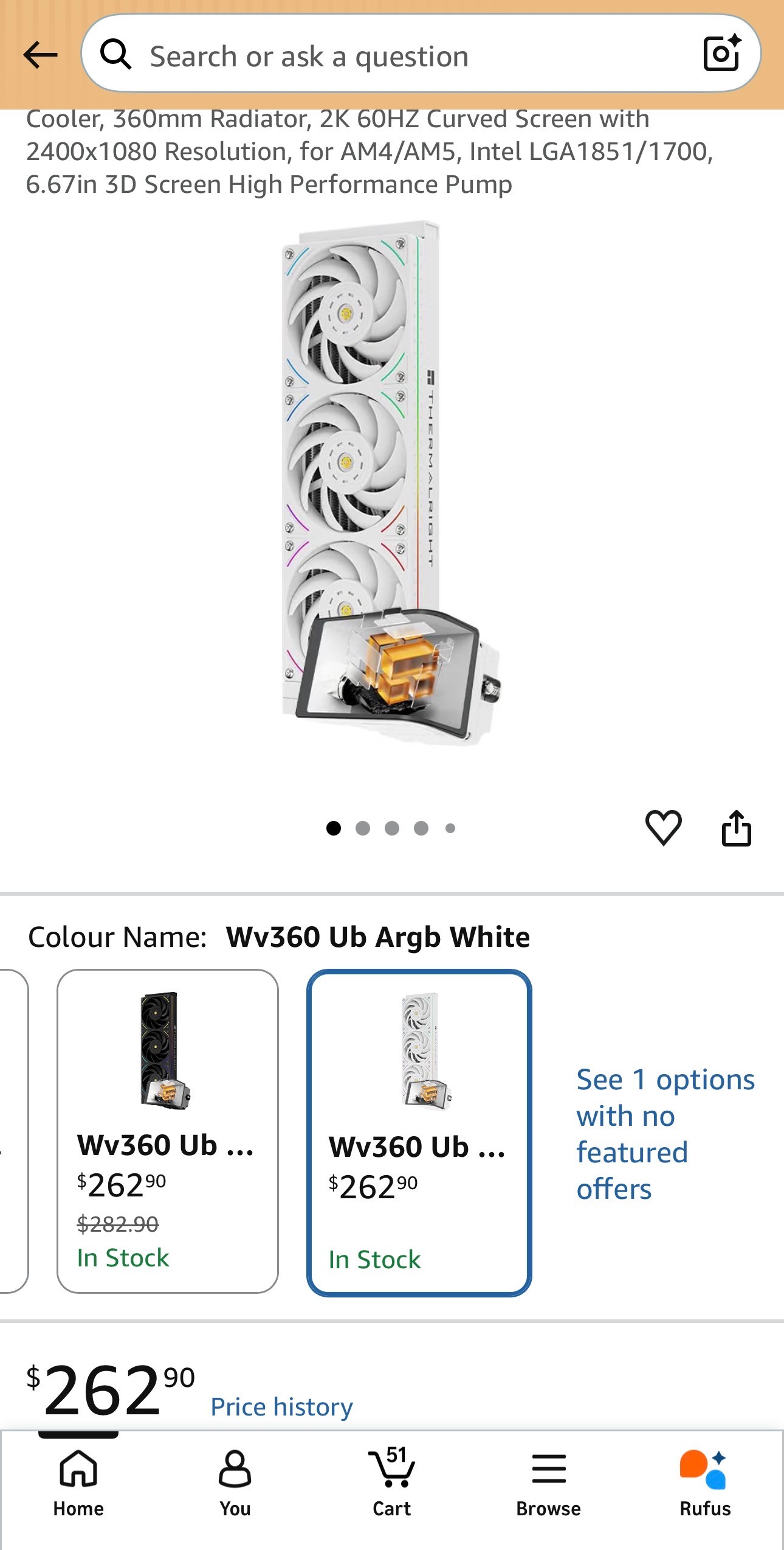 Wonder Vision 360UB ARGB CPU AIO Cooler 360mm Radiator 2400x1080 - photo 2