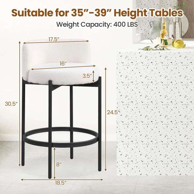 BNIB 24.5'' Boucle Modern Barstools for Island & Dining Room - photo 2