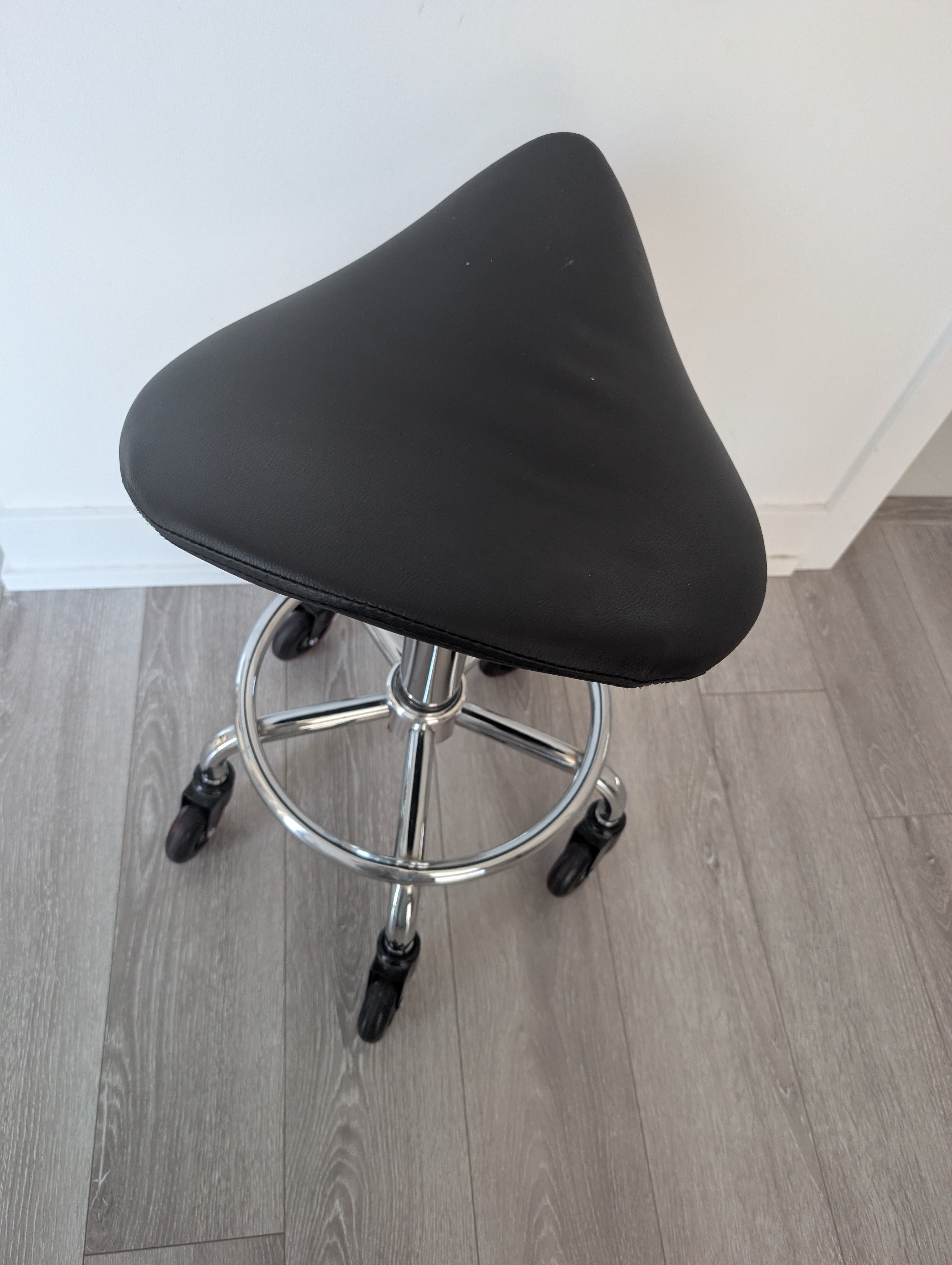 Black Rolling Saddle Stool – Moving Sale