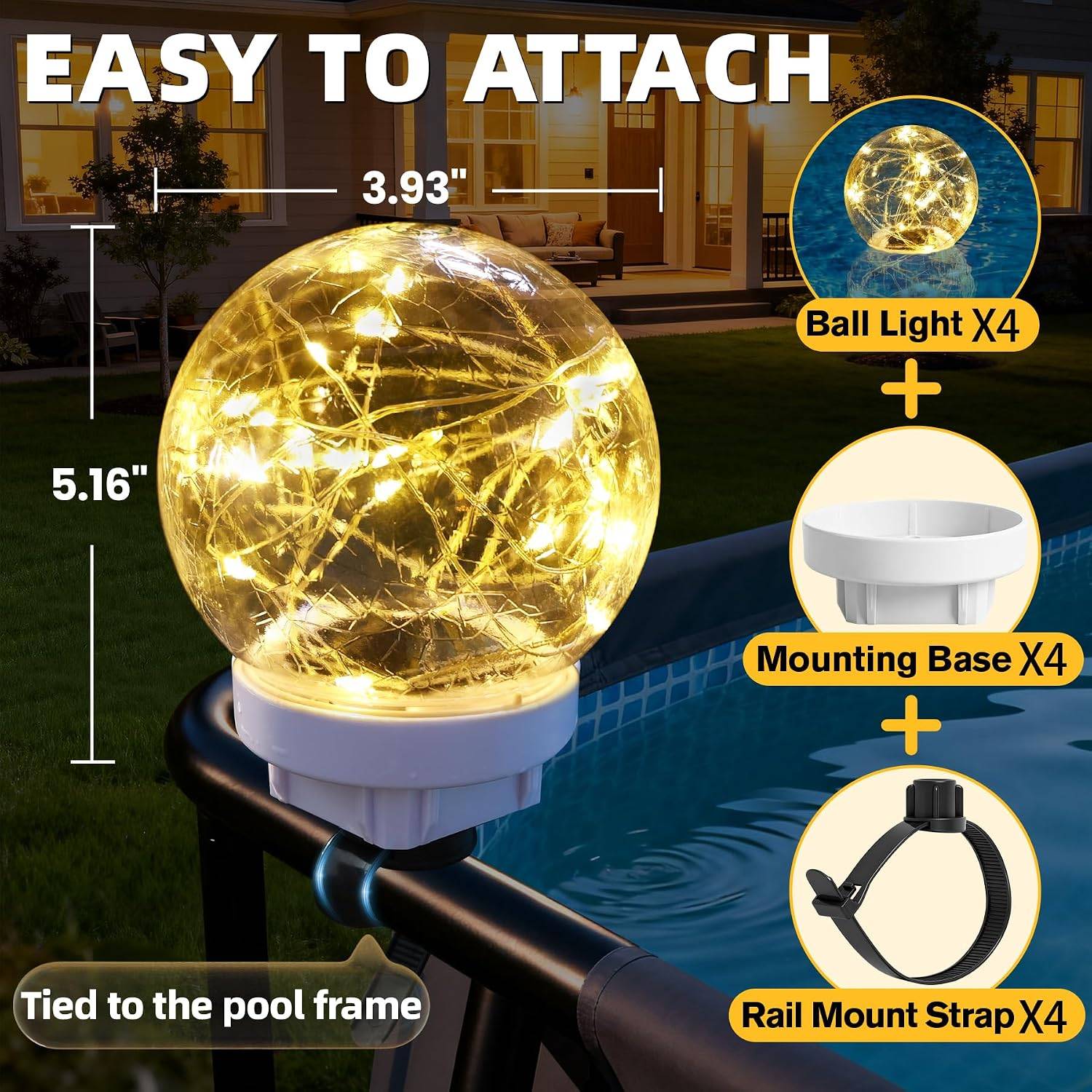 MeiLyte Solar Pool Lights for Above Ground Pool – 4 Pack - photo 5