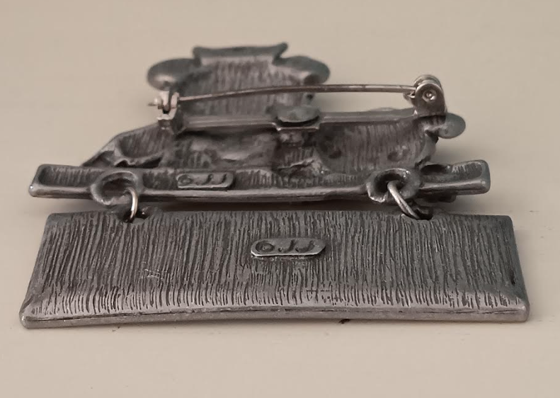 Vintage JJ Jonette Jewelry Pewter Teddy Bear Nurse Brooch Pin - photo 4