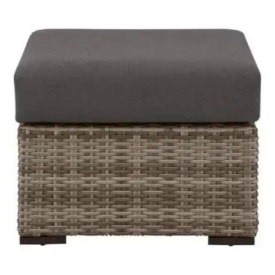 Kingsbrook Commercial Aluminum Wicker Outdoor Ottoman with Gray