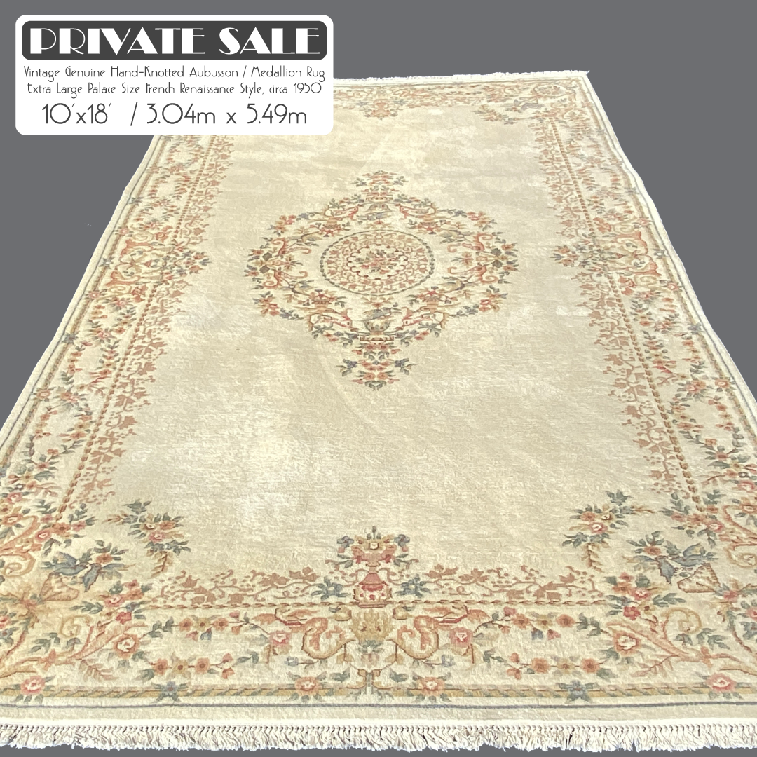 Large Vintage Aubusson Medallion Rug Carpet 18' x 10' - photo 2