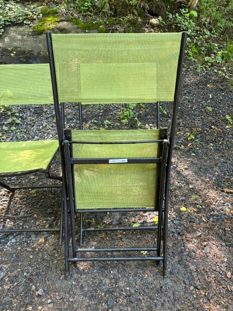 Set of 4 Folding Patio Chairs – Green Sling Style - photo 4