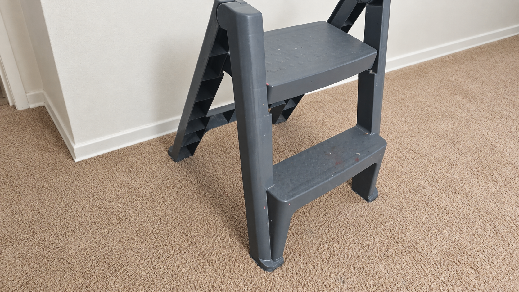 2-Step Heavy Duty Plastic Folding Step Stool (Dark Grey) - photo 2