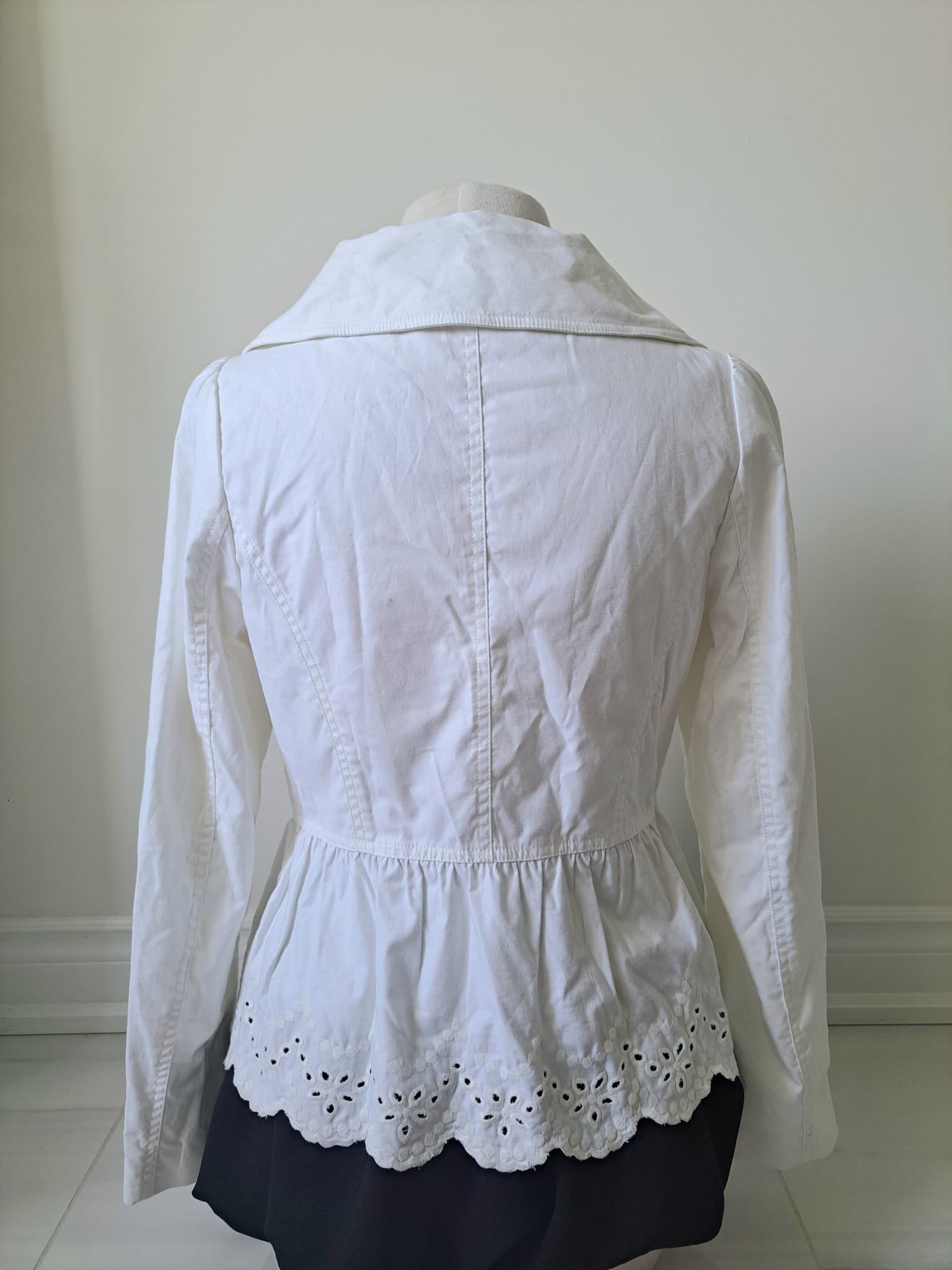 🐩 Y2K White Eyelet Peplum Blazer Jacket - photo 3