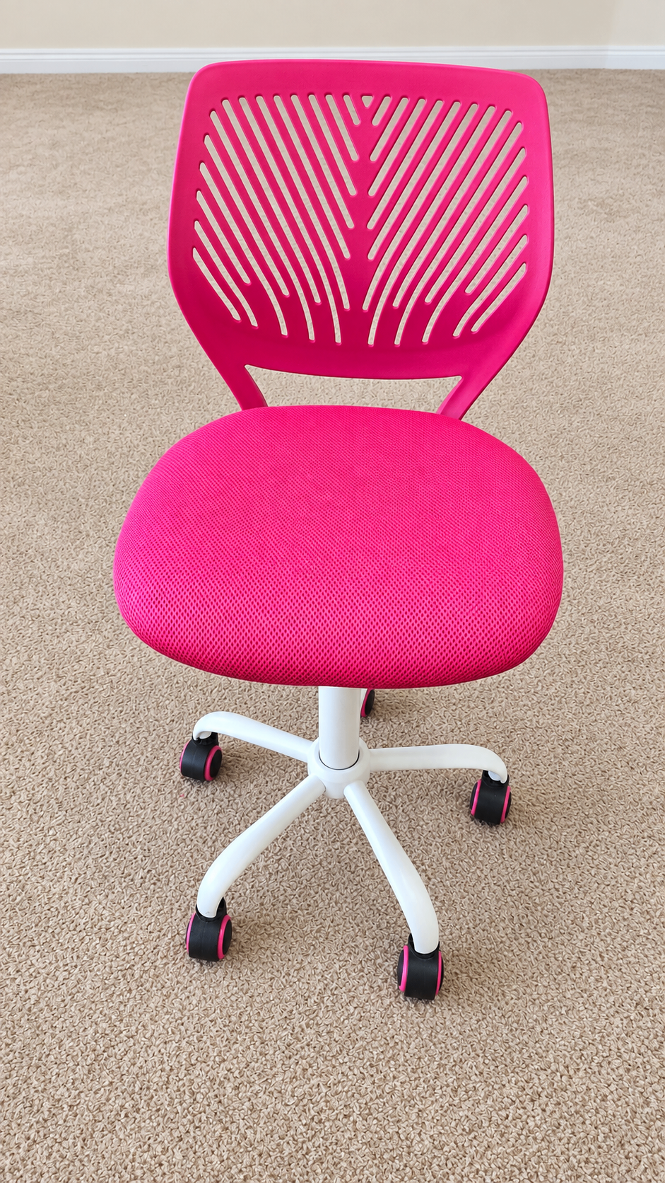 Kids Ergonomic Swivel Desk Chair (Pink & White) – Moving Sale!