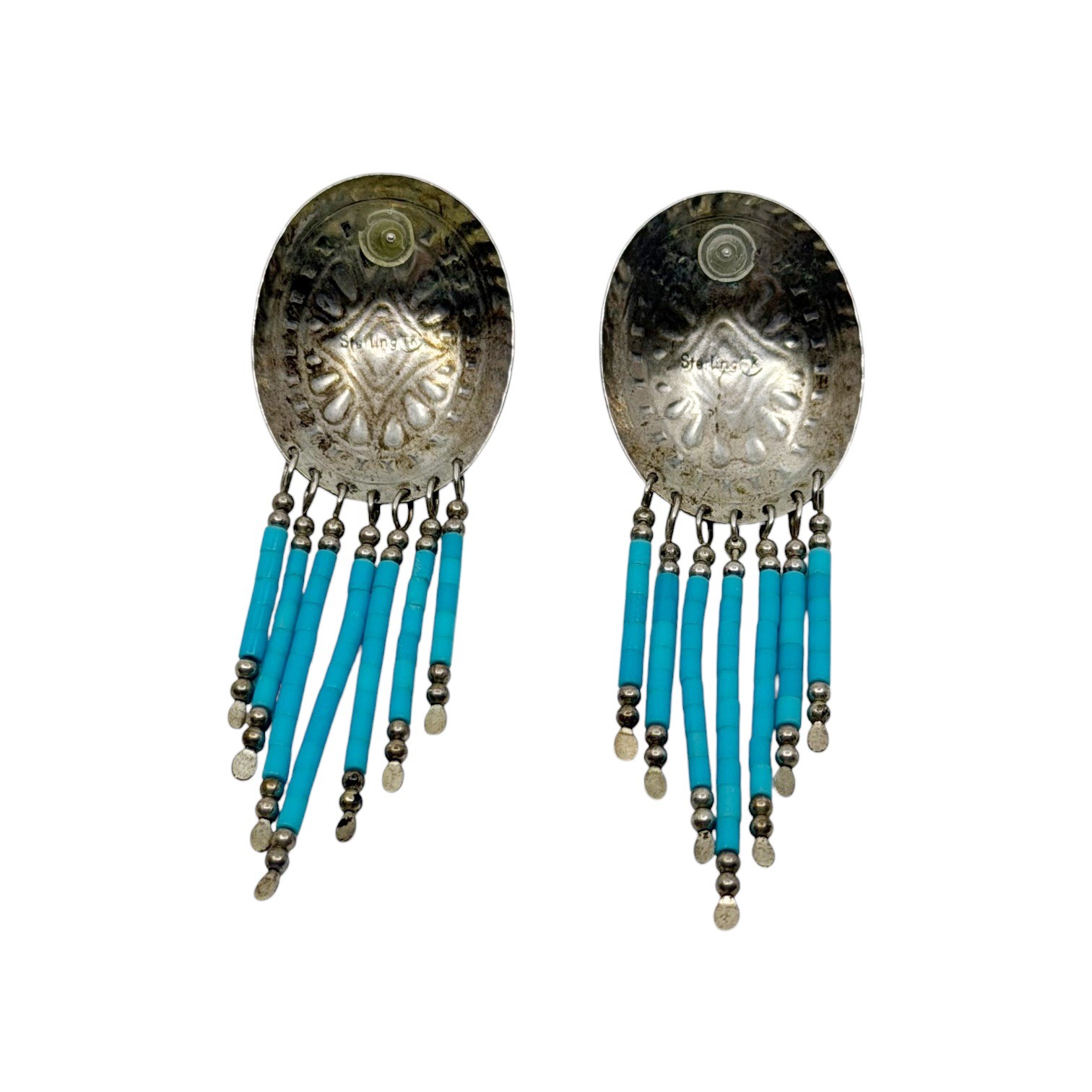 TK Zuni Southwestern sterling silver turquoise drop earrings - photo 4