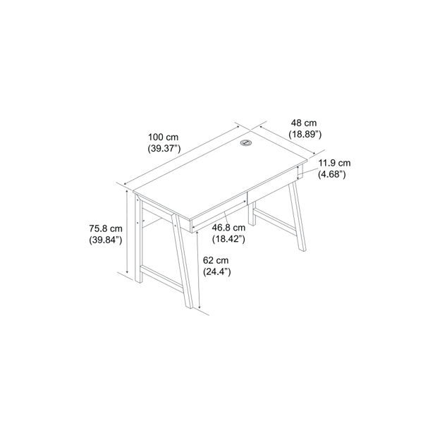 Computer Desk with USB Charger – 39.4" Study/Writing Table - photo 3