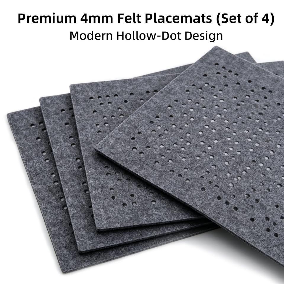 Grey Felt Placemats – Set of 4, 17.3 x 11.4 in - photo 5