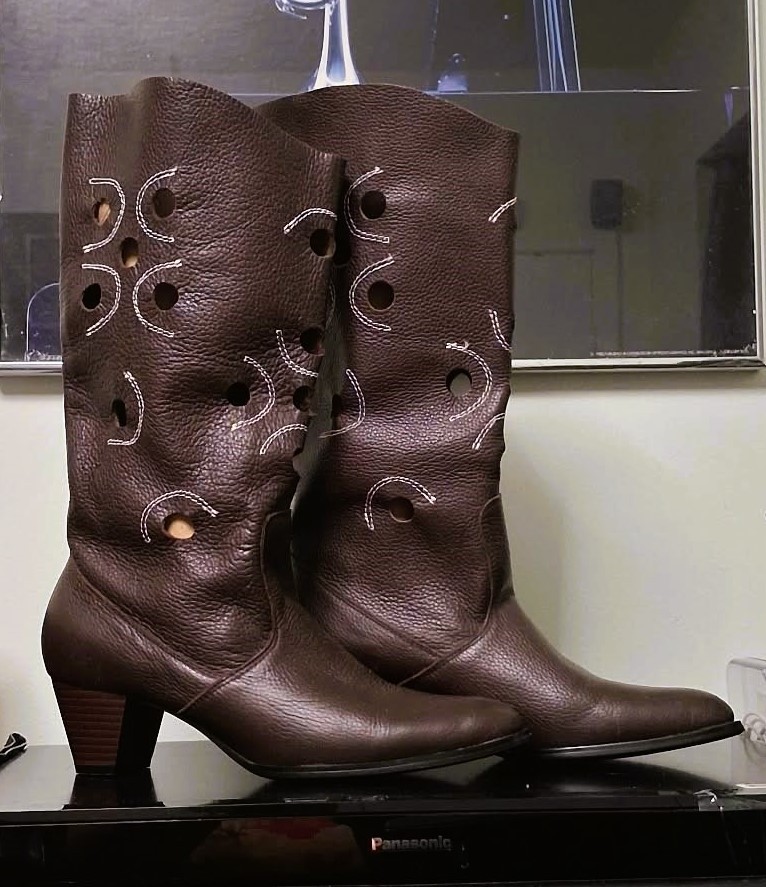 Genuine Leather Woman's Knee-high Brown Boots Made in Japan - photo 4