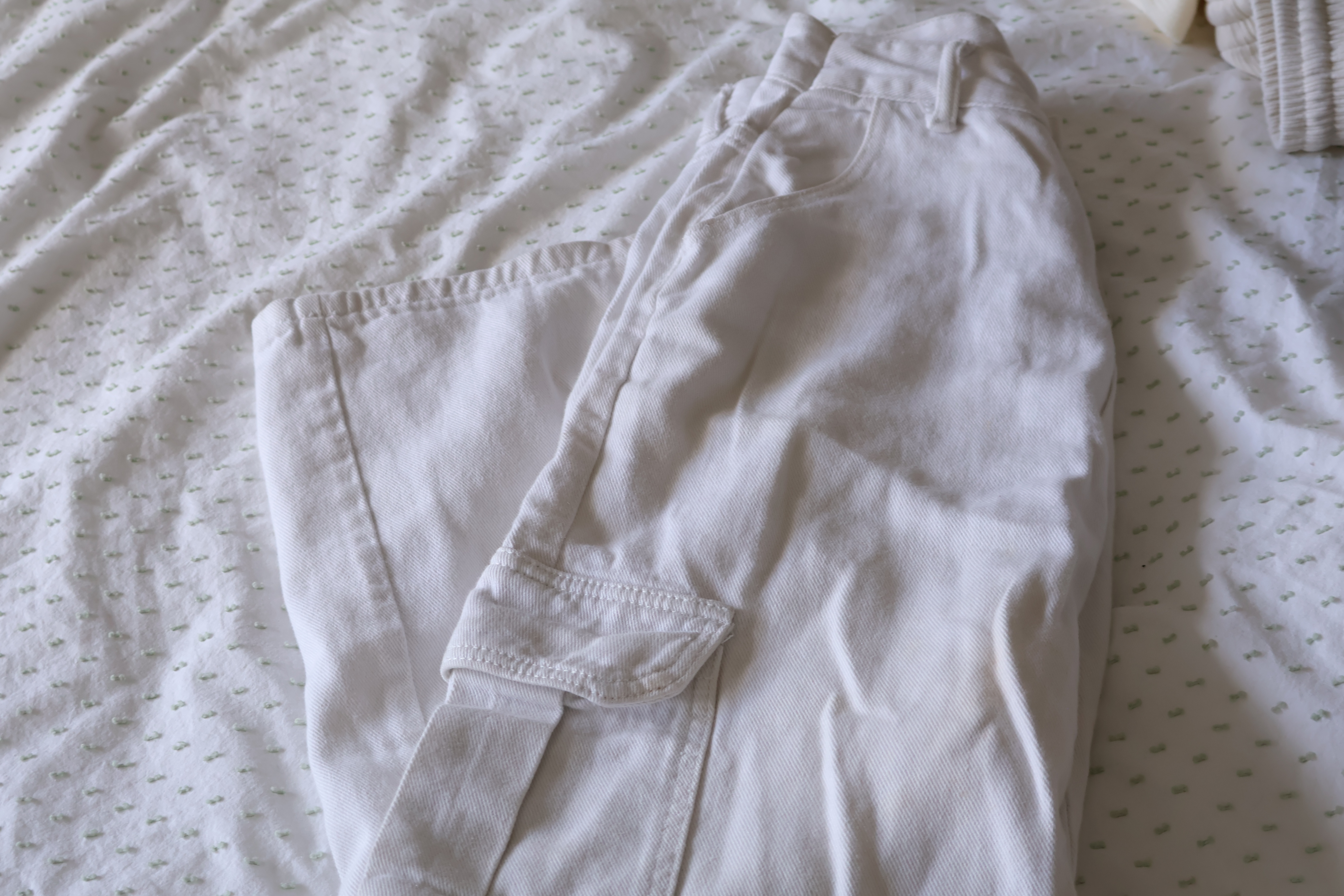 White Cargo Pants with Side Pockets - photo 2