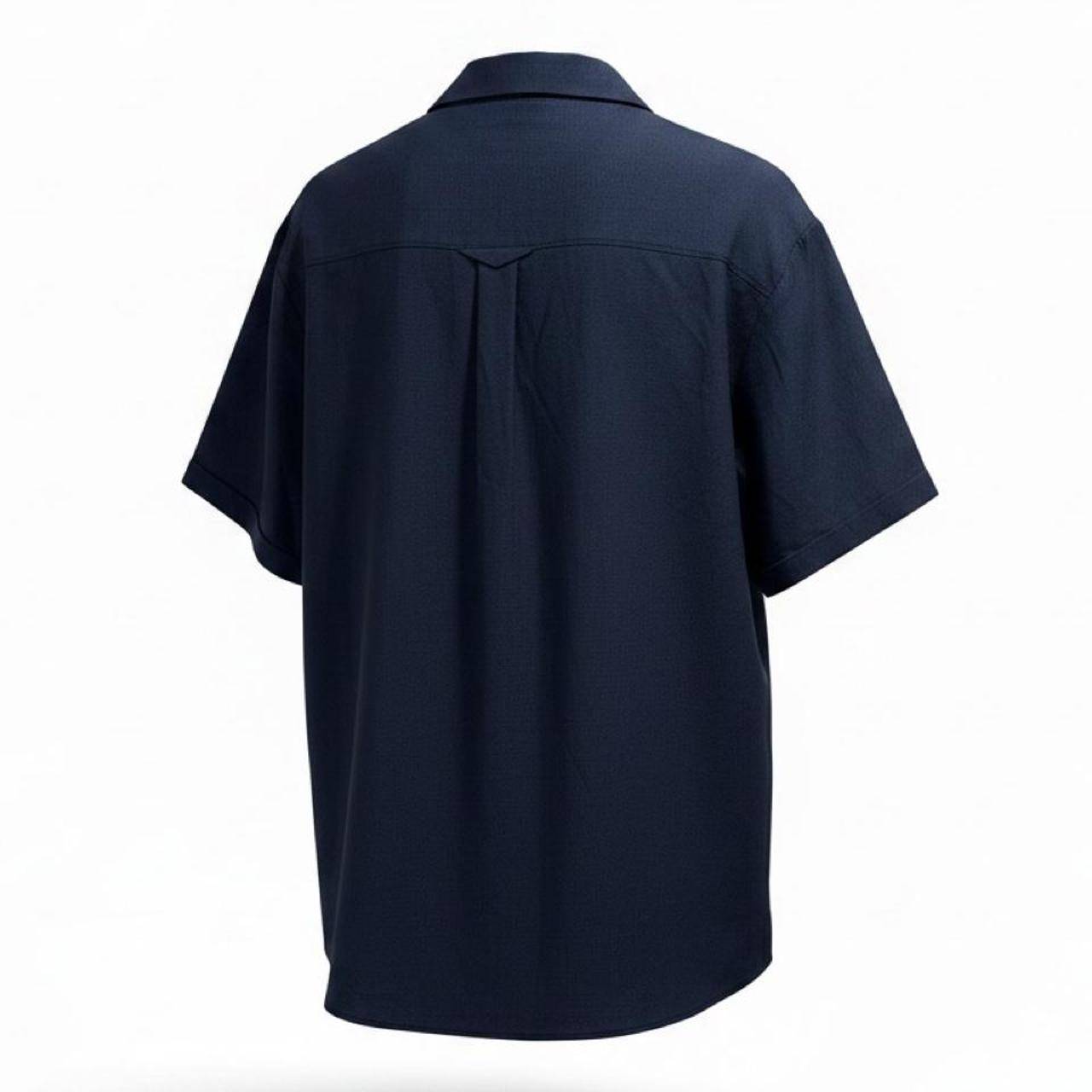 Navy Blue Short Sleeve Button Up Shirt – Size L – Brand New - photo 3