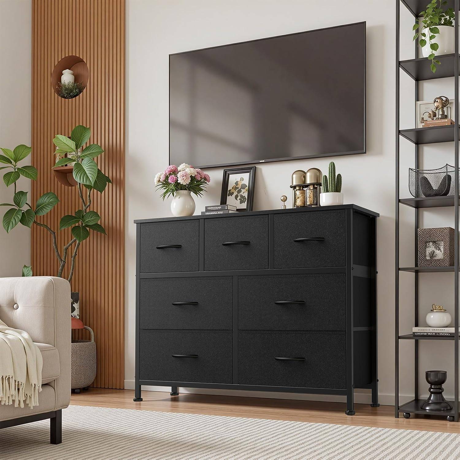 7 Drawer Dresser with Fabric Bins Fabric Storage Tower Organizer - photo 5