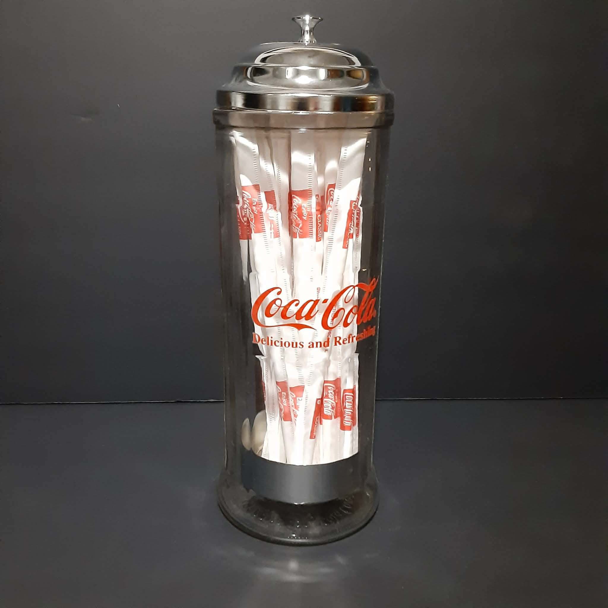 1992 Vintage Coca Cola Glass Straw Dispenser Holder Diner Style - photo 2