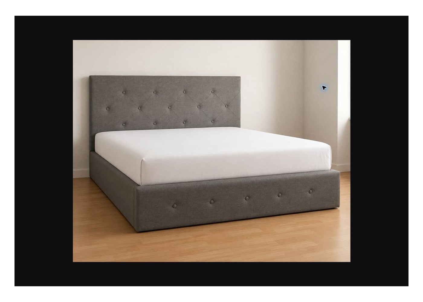 Queen Gray Tufted Lift-Up Storage Bed + Mattress