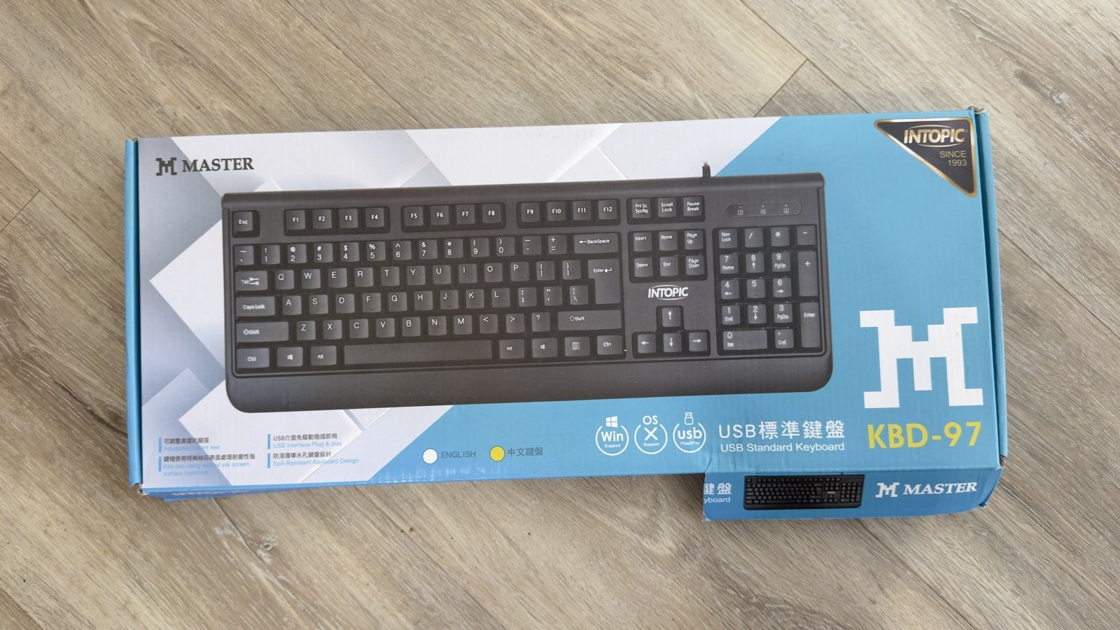 New USB Keyboard – Intopic KBD-97, English/Chinese Keys, in Box