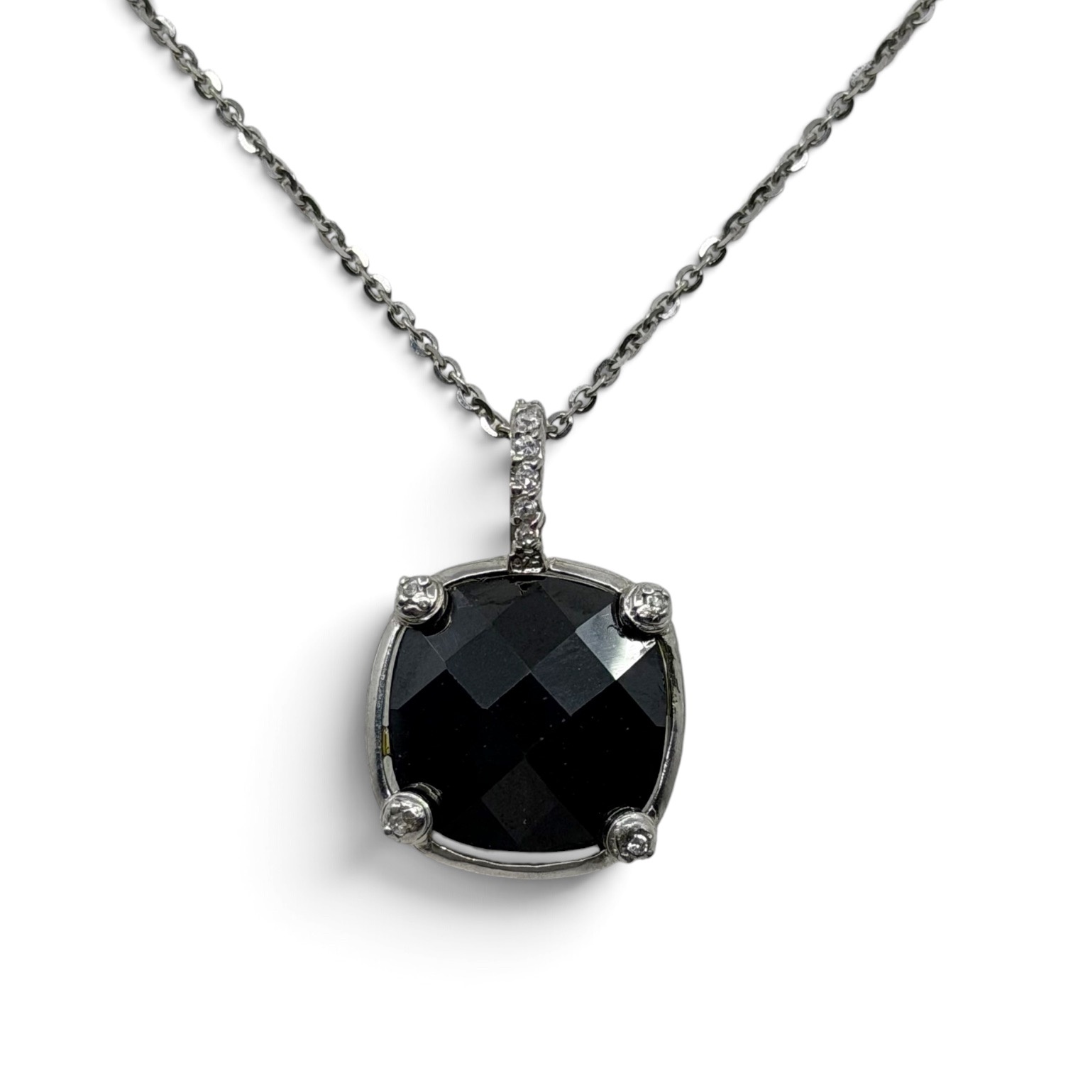 Berricle Sterling silver onyx & cubic zirconia necklace - GM8