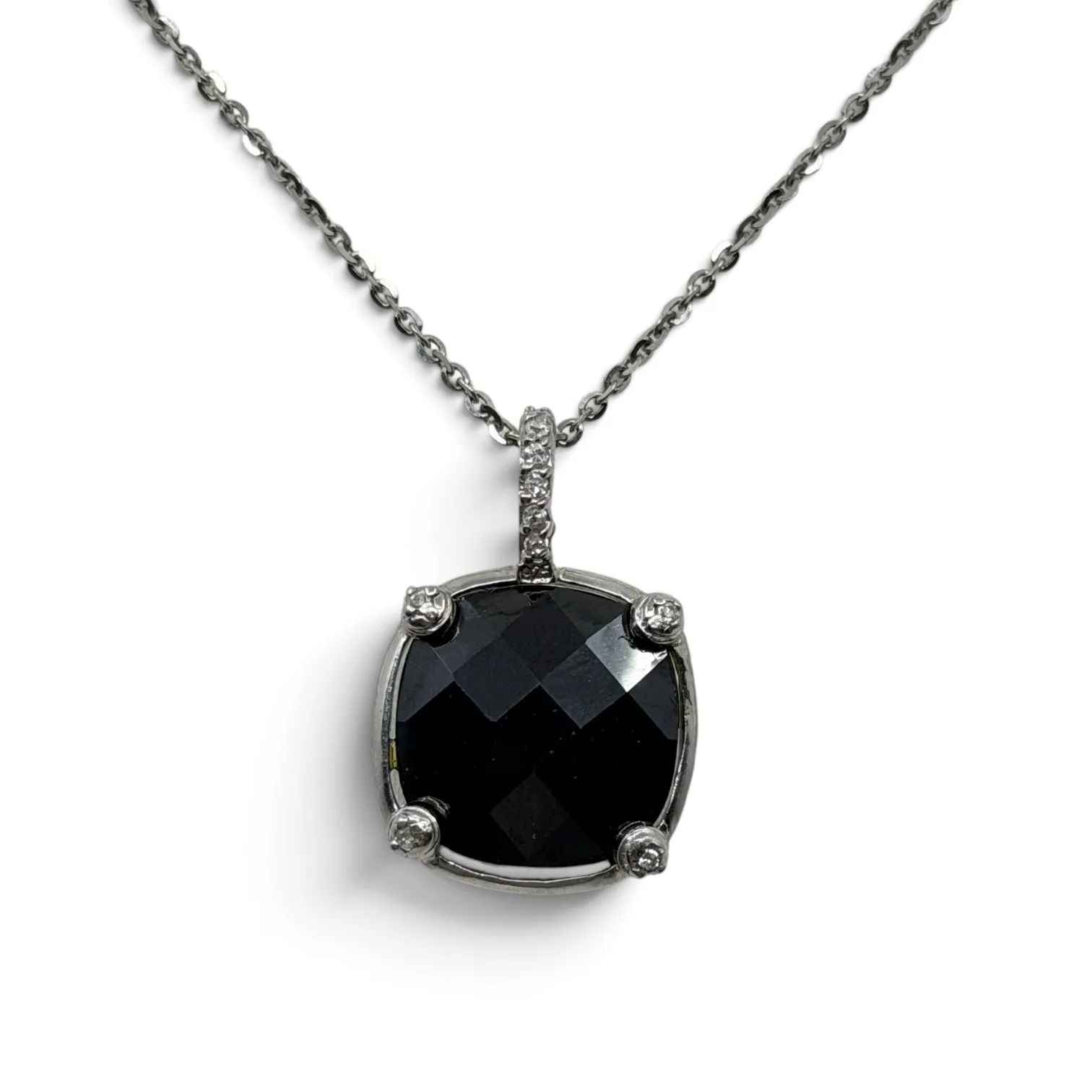 Berricle Sterling silver onyx & cubic zirconia necklace - GM8