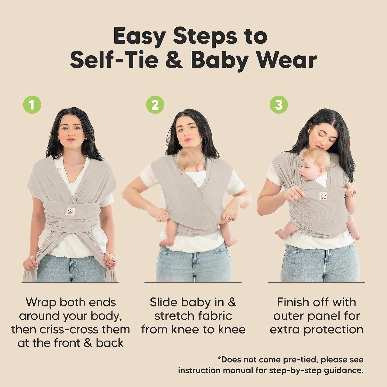 New KeaBabies Baby Wrap Carrier, All in 1 Original Baby Carrier - photo 3
