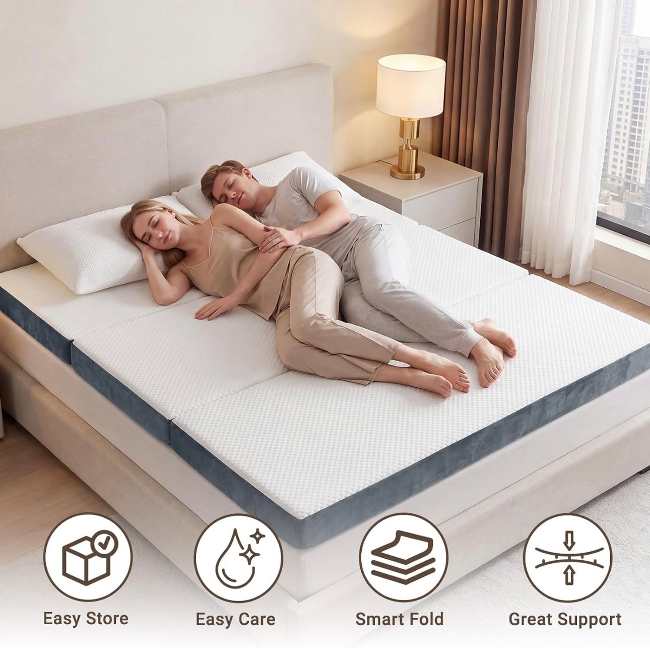 Folding Mattress Queen 6" Breathable Washable & Non-Slip Bottom - photo 5