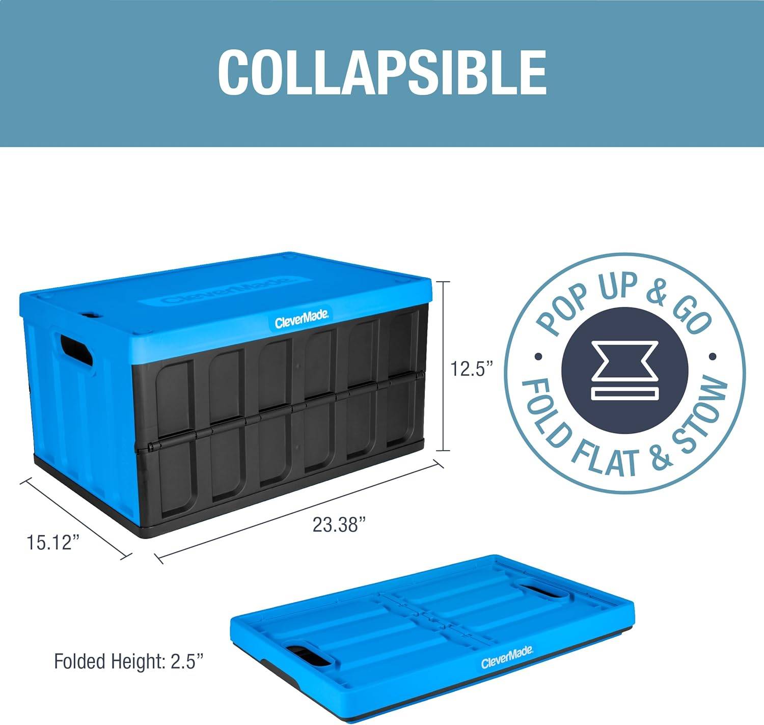 CleverMade CleverCrate 62L Collapsible Storage Crate / Organizer
