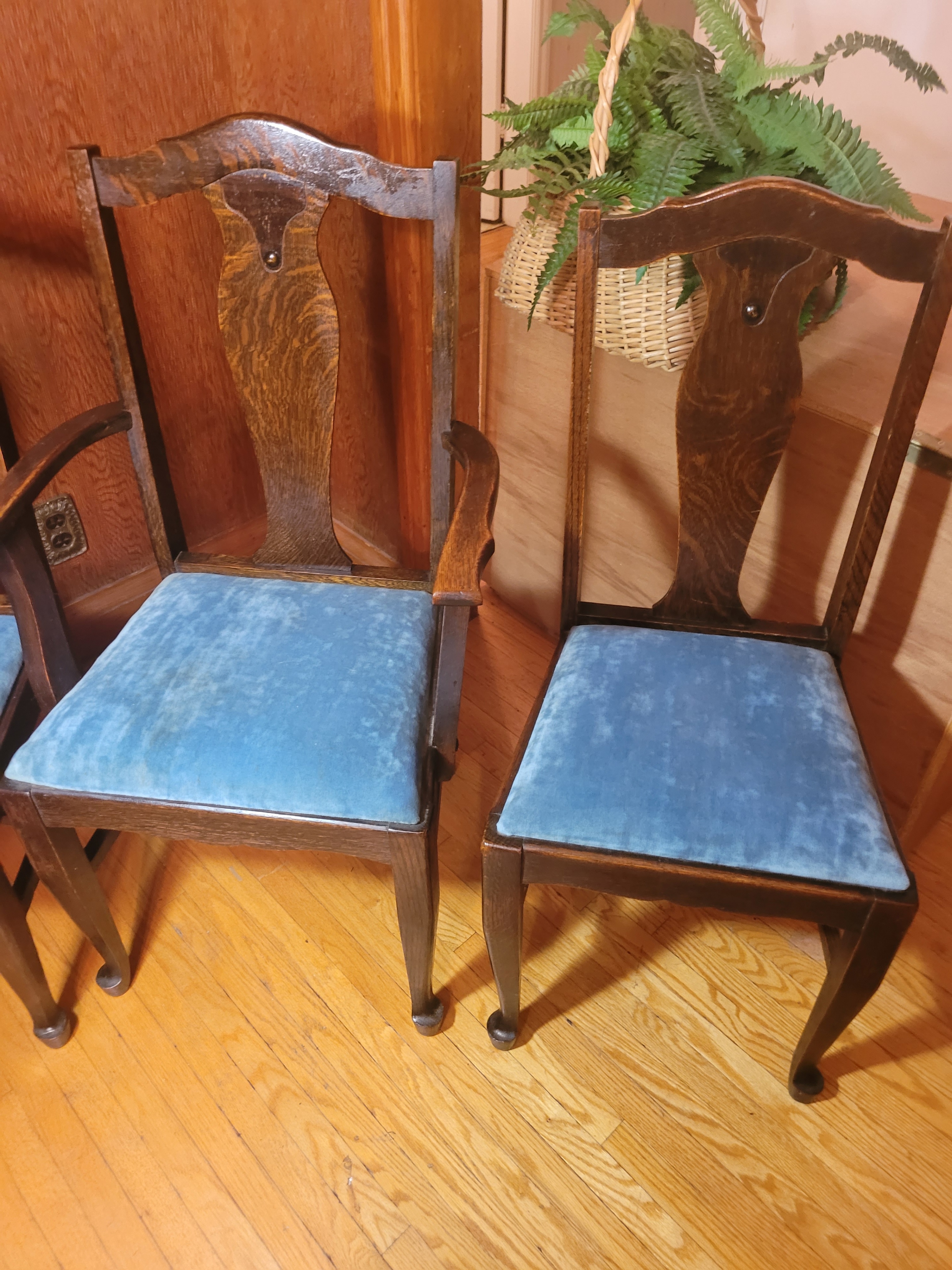 1910 Antique Quarter Sawn Tiger Oak Dining Chairs Set of 4 - photo 5