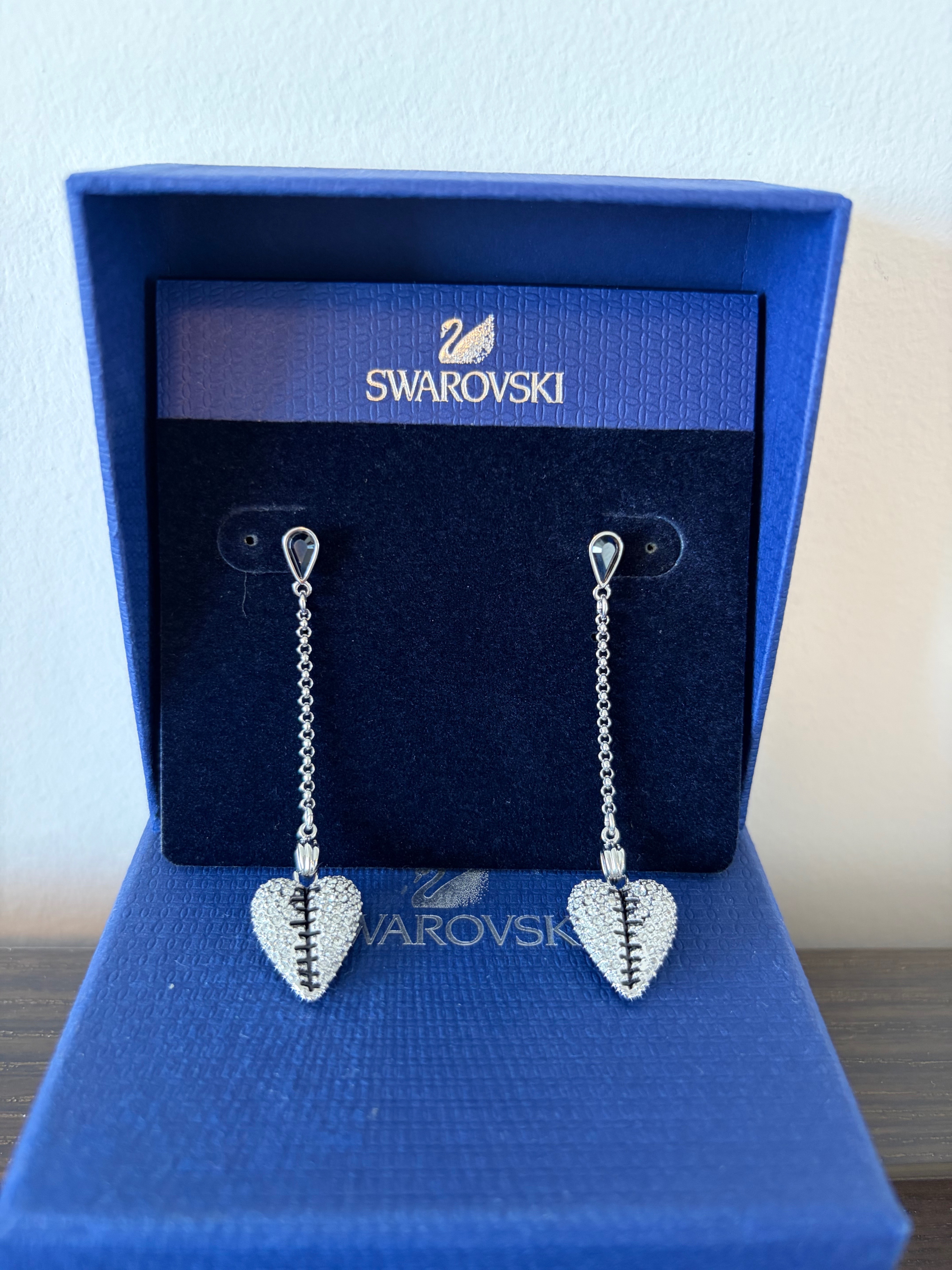 Vintage Swarovski Pavé Zipped Heart Drop Earrings - photo 2