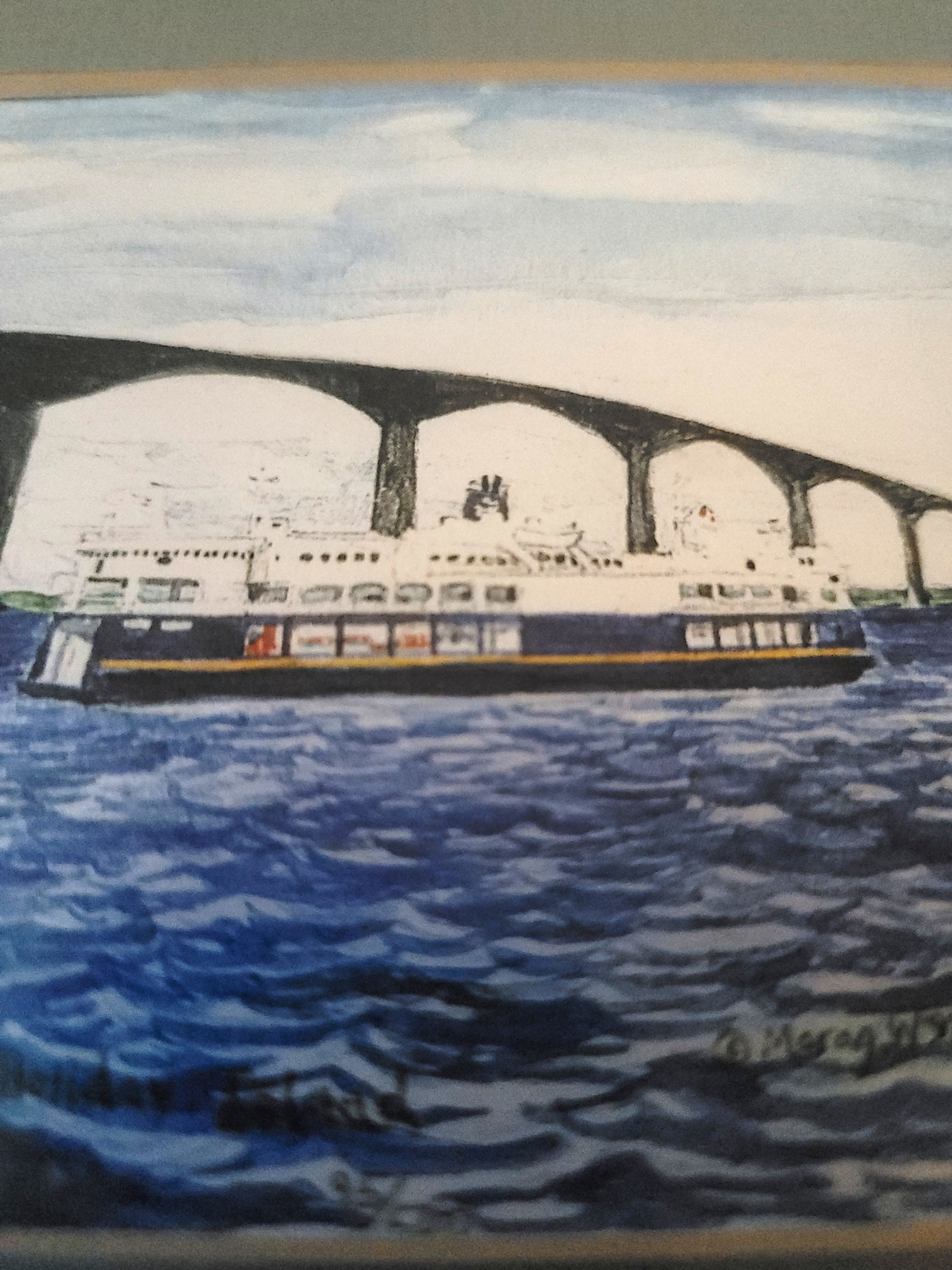 1997 Framed Confederation Bridge Holiday Island Ferry Art Print - photo 2
