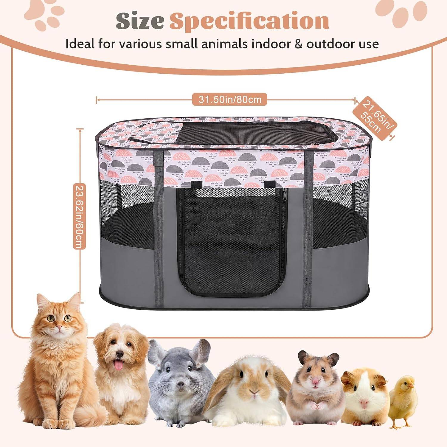 Pet Playpen for Small Dogs Rabbits, Foldable - photo 2