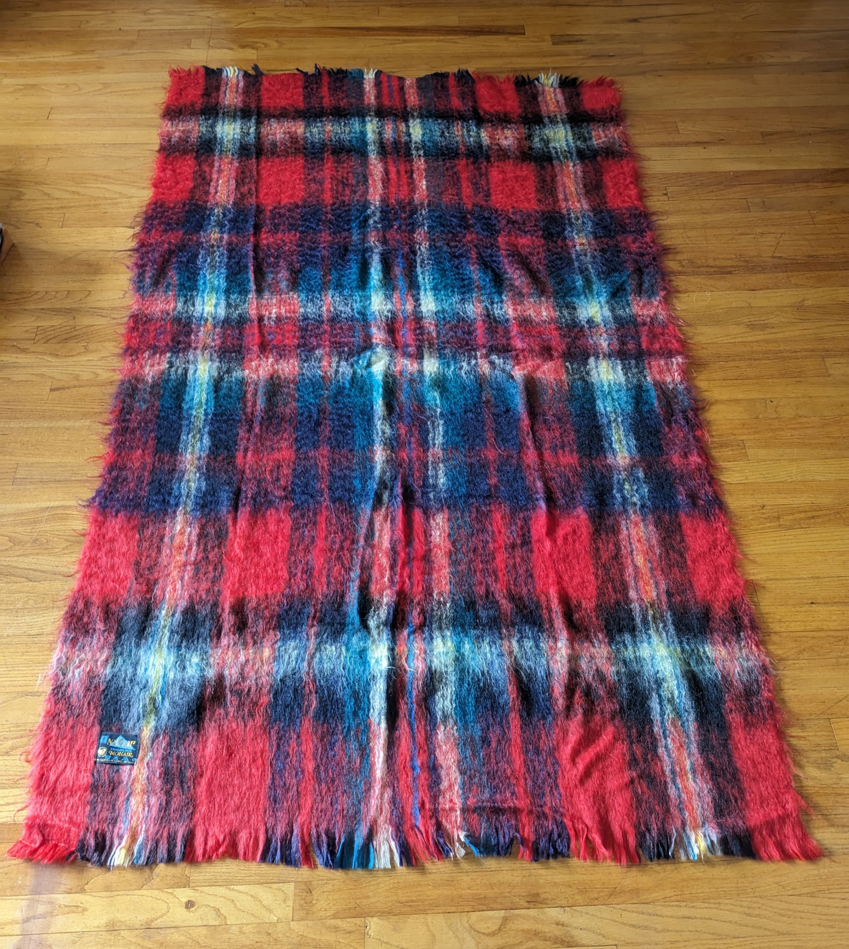 Mohair Travel Rug Throw Blanket Red Plaid by NAHAR