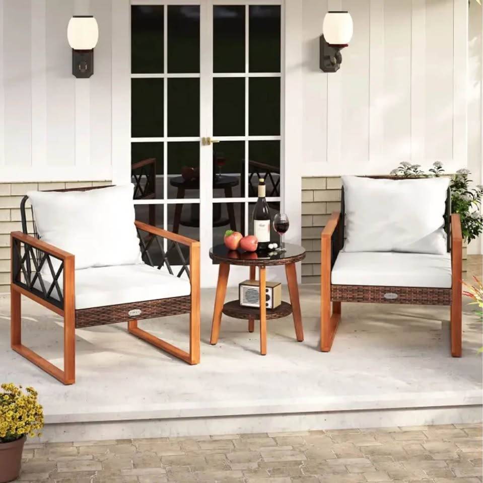 BNIB 3 Piece Patio Furniture Set Small Table and Soft Cushions