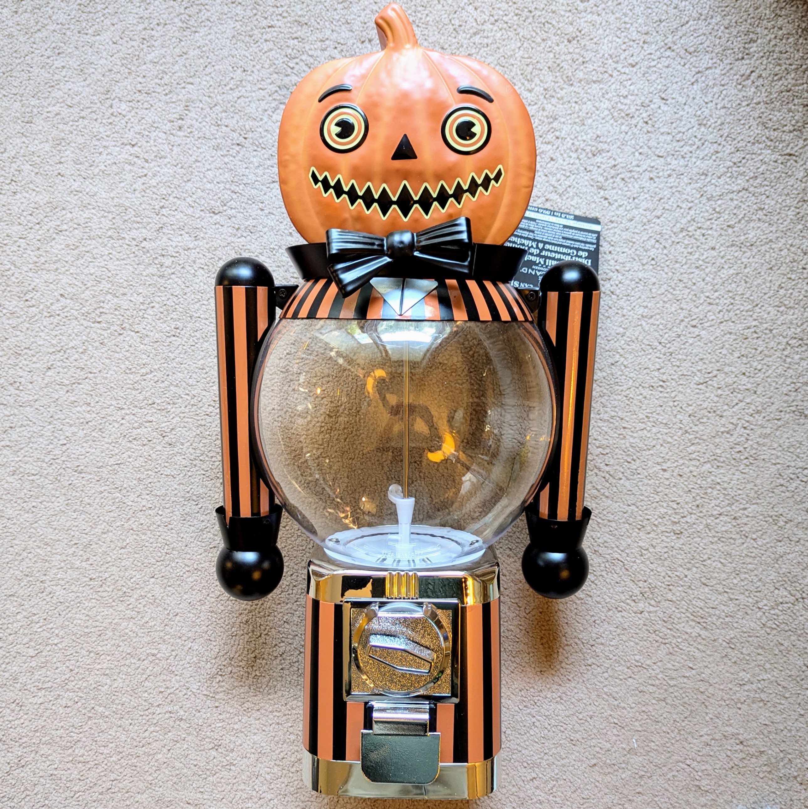 Jack-o'-Lantern Gumball Machine Tabletop Halloween Decor