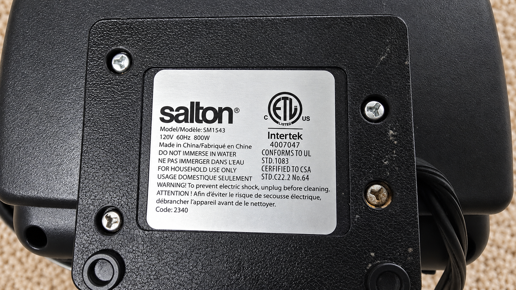 Salton 2-Slice Electric Panini Press - photo 3