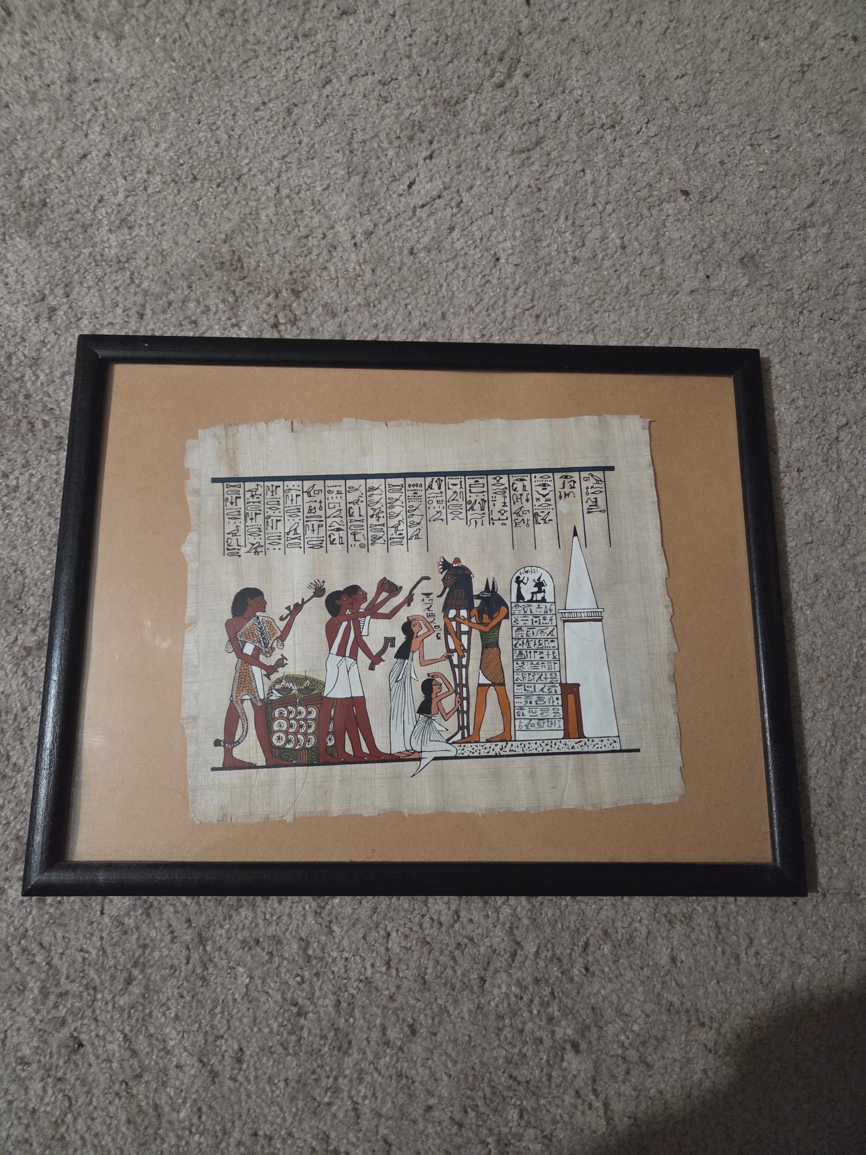 Vintage Egyptian Hand-Painted Papyrus Art, Opening of the Mouth