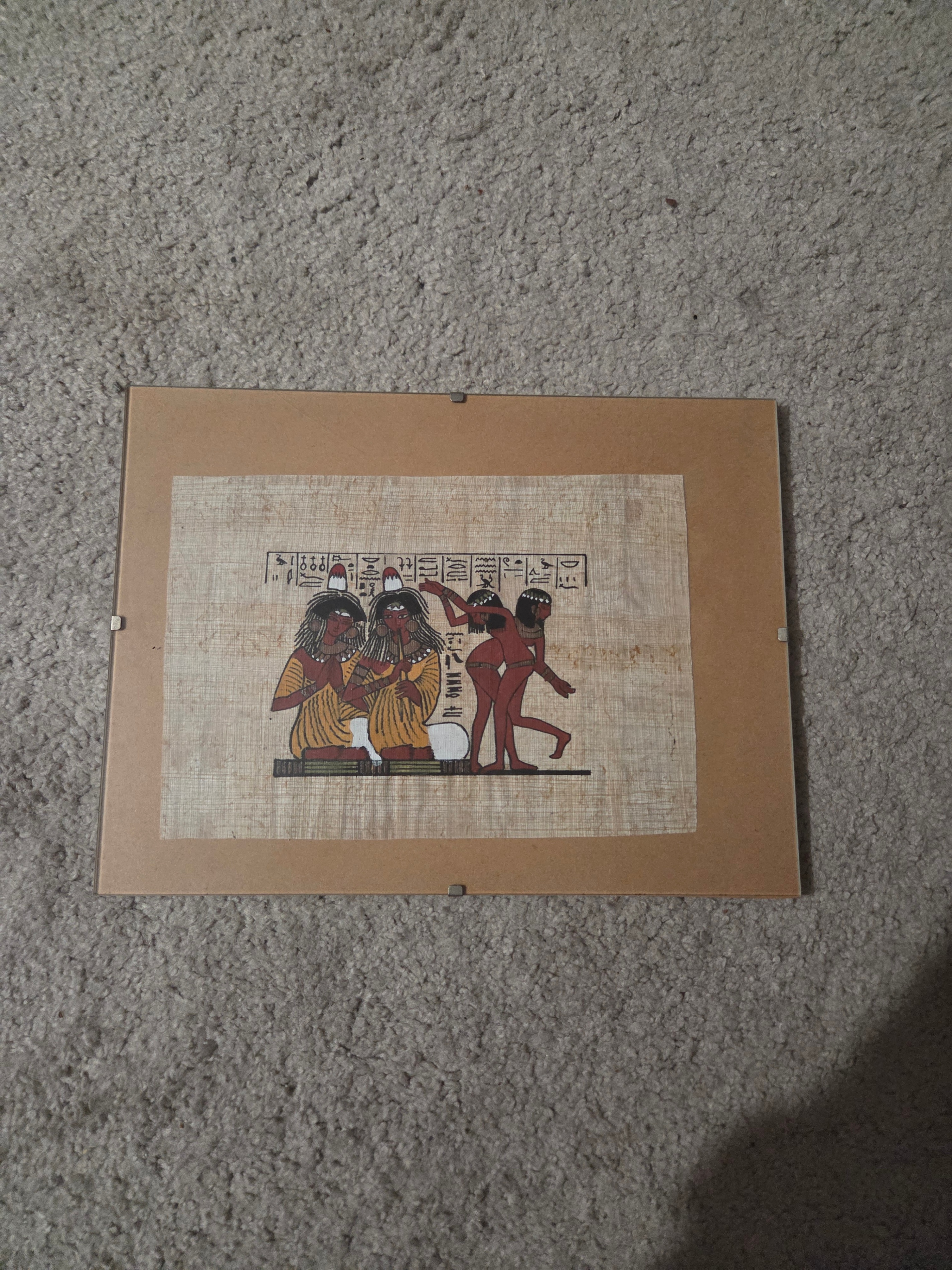 Vintage Egyptian Hand Painted Papyrus Art, "Tomb of Nakht" 9.5x7