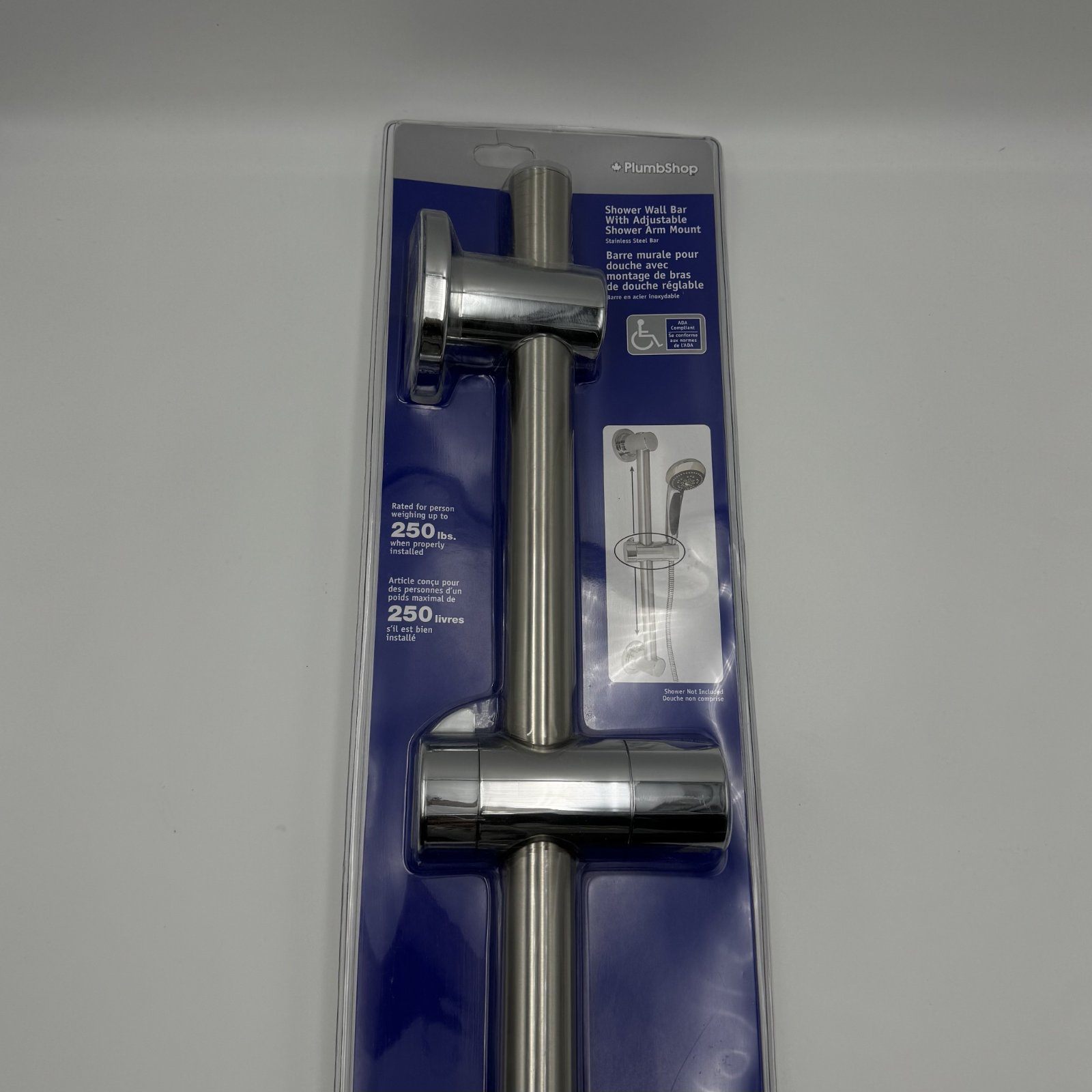 PlumbShop Shower Wall Bar Adjustable Shower Arm Mount NEW - photo 2