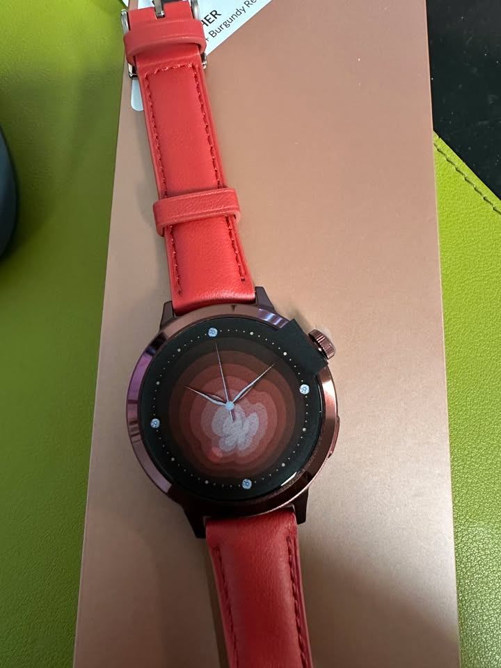 FANY Luna Women's Smartwatch – Burgundy Red Leather Strap
