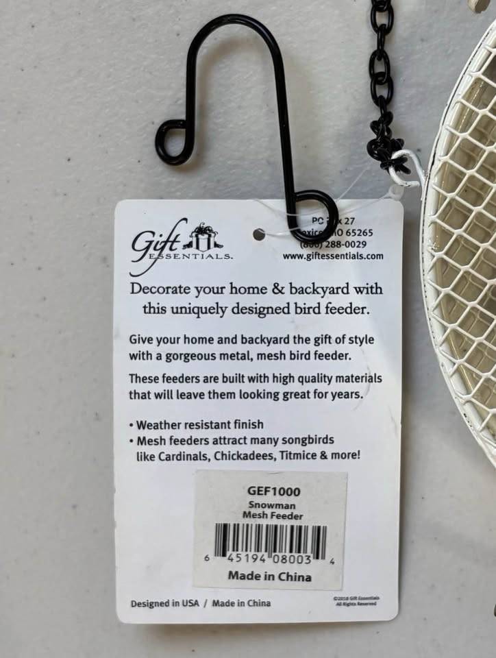 Gift Essentials Snowman Mesh Bird Feeder - photo 3