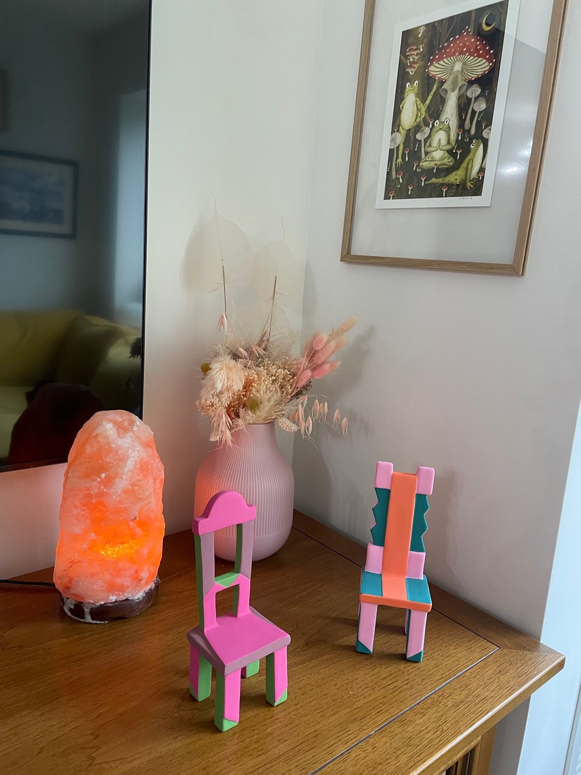 Pink ceramic planter + dried flowers - photo 3