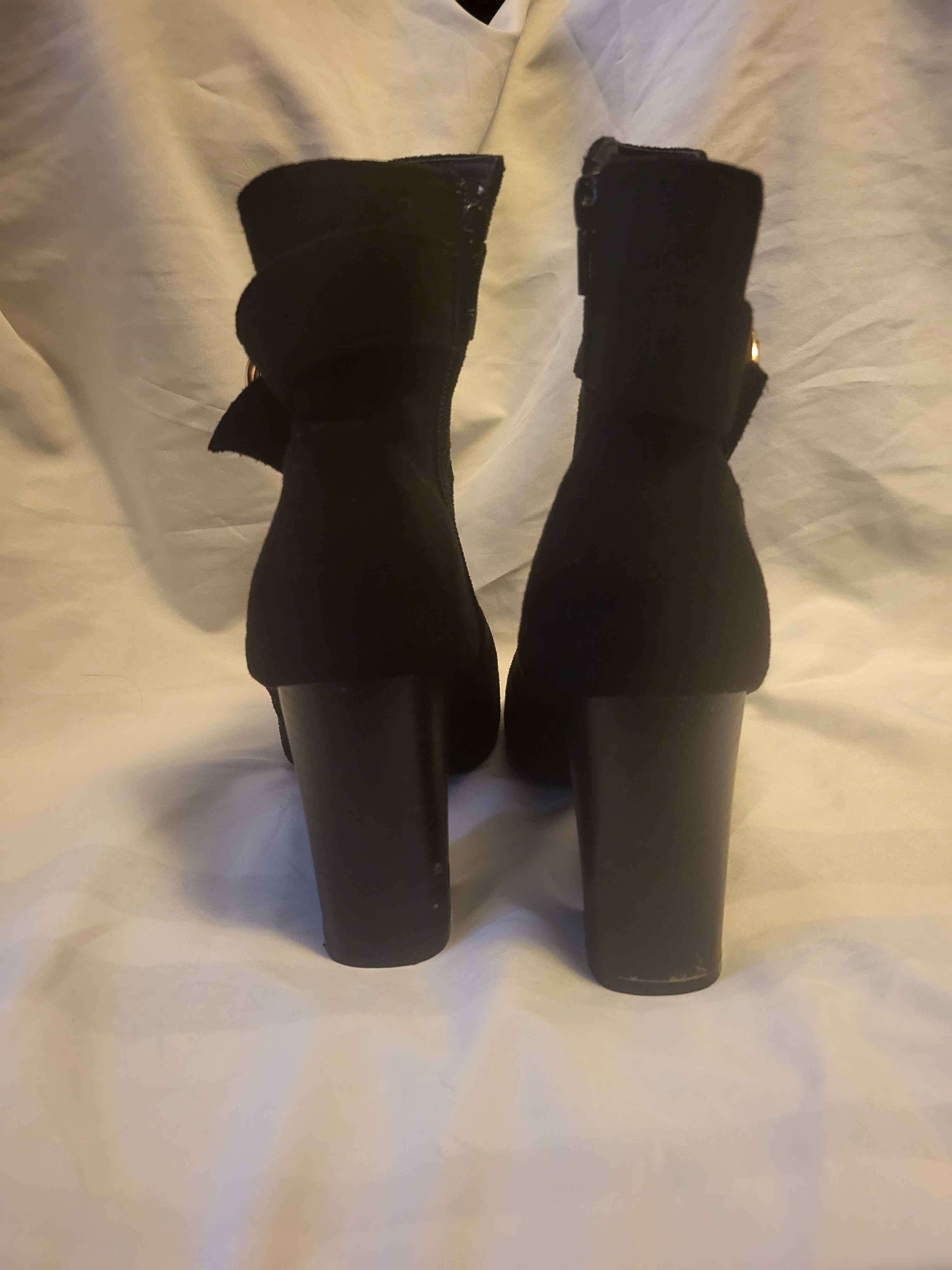 Heeled Suede Boot W/ Faux buckle - photo 2