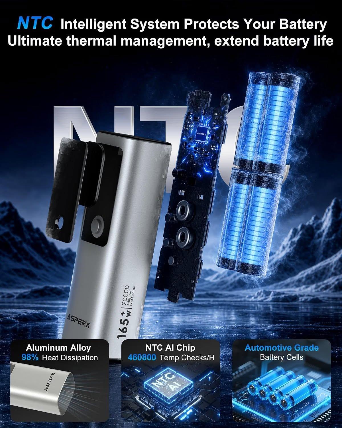Laptop Power Bank, 165W 20,000mAh, Aluminum Unibody, TFT Display - photo 4