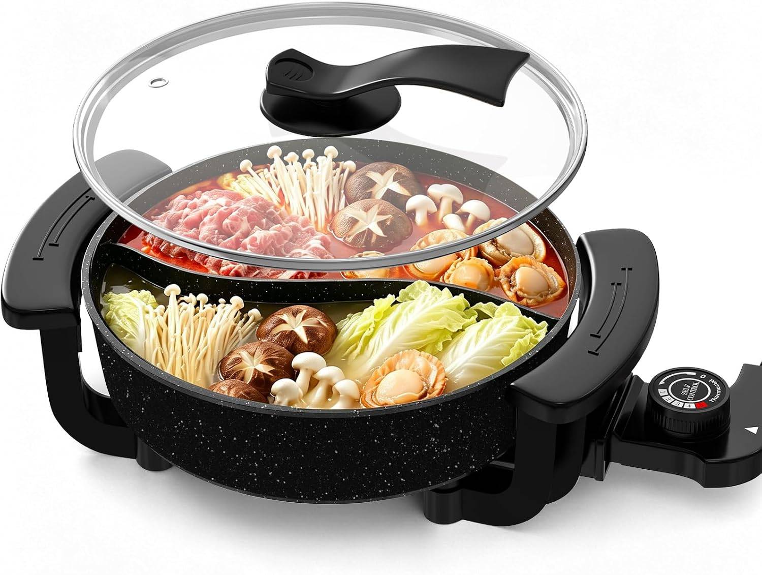 Electric Hot Pot 6L with Divider – Glass Lid – Near New – $40 - photo 2