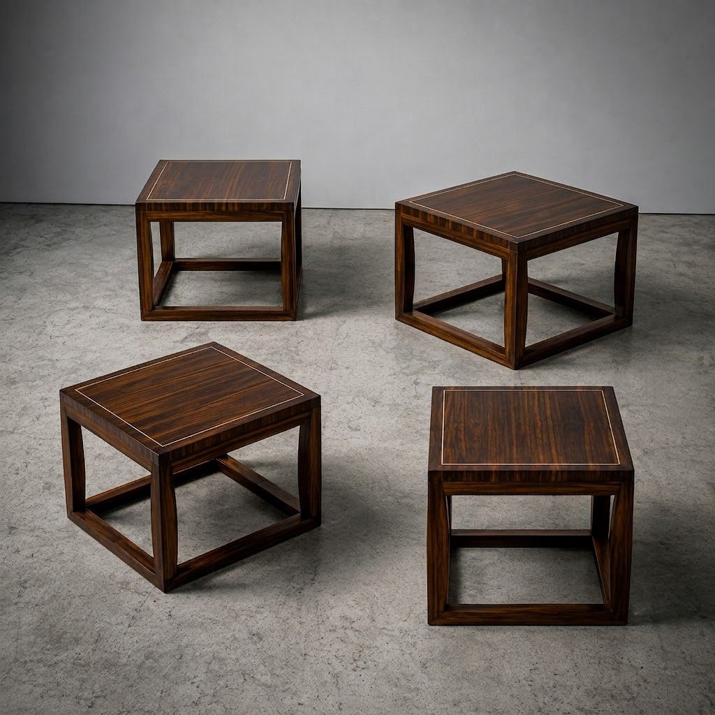 Vintage Macassar Ebony & Brass Modular Tables