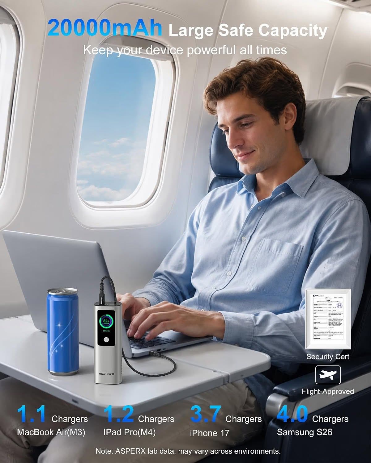 Laptop Power Bank, 165W 20,000mAh, Aluminum Unibody, TFT Display - photo 3