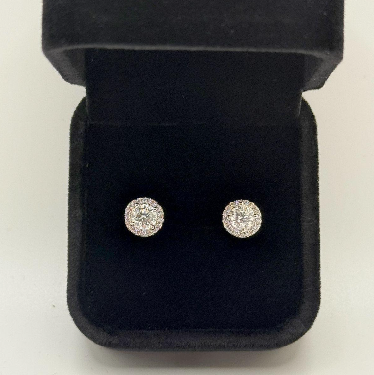 925 Sterling Silver 6mm Round Moissanite Stud Earrings