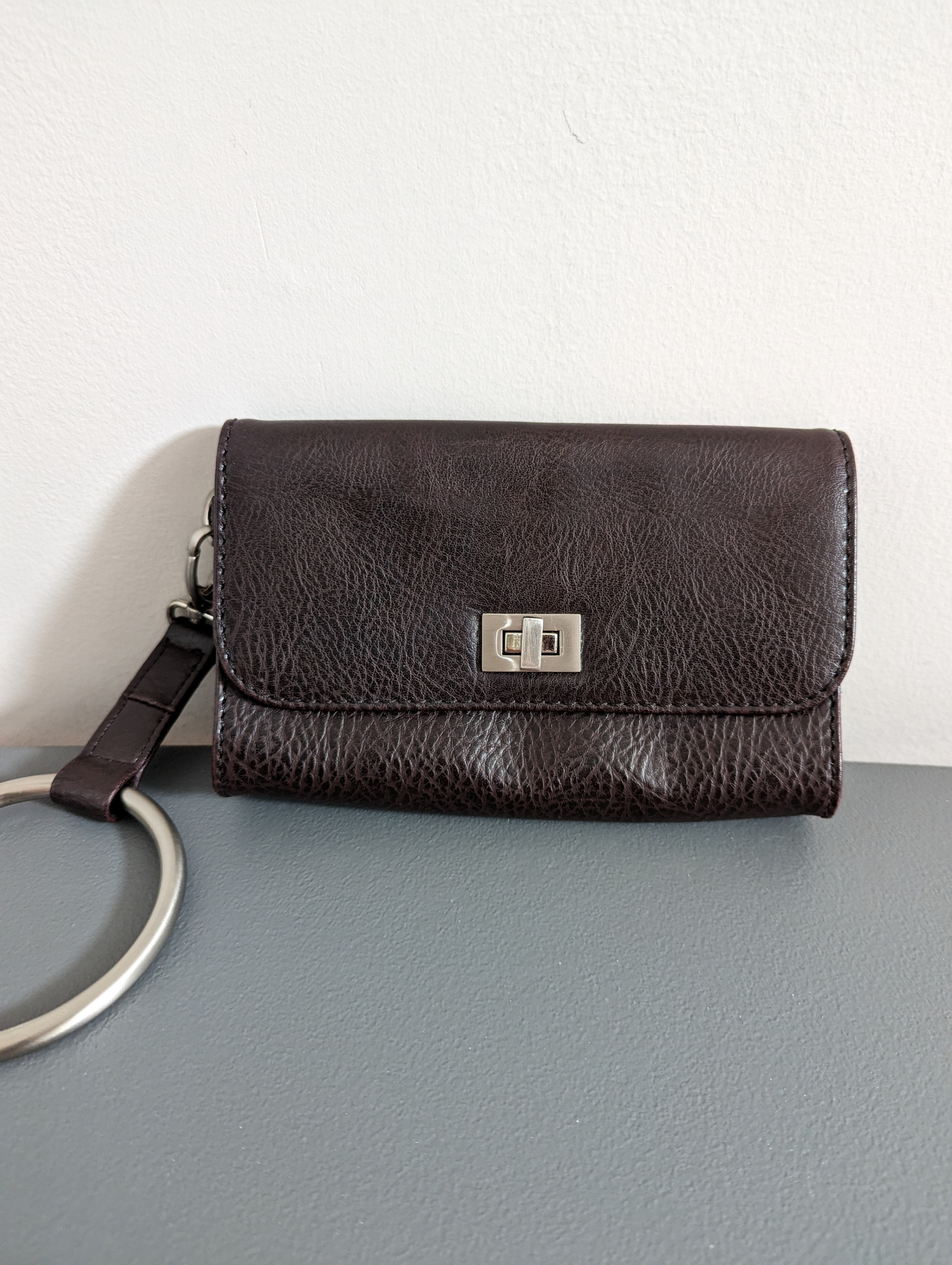 Dark Brown Leather Clutch Bag