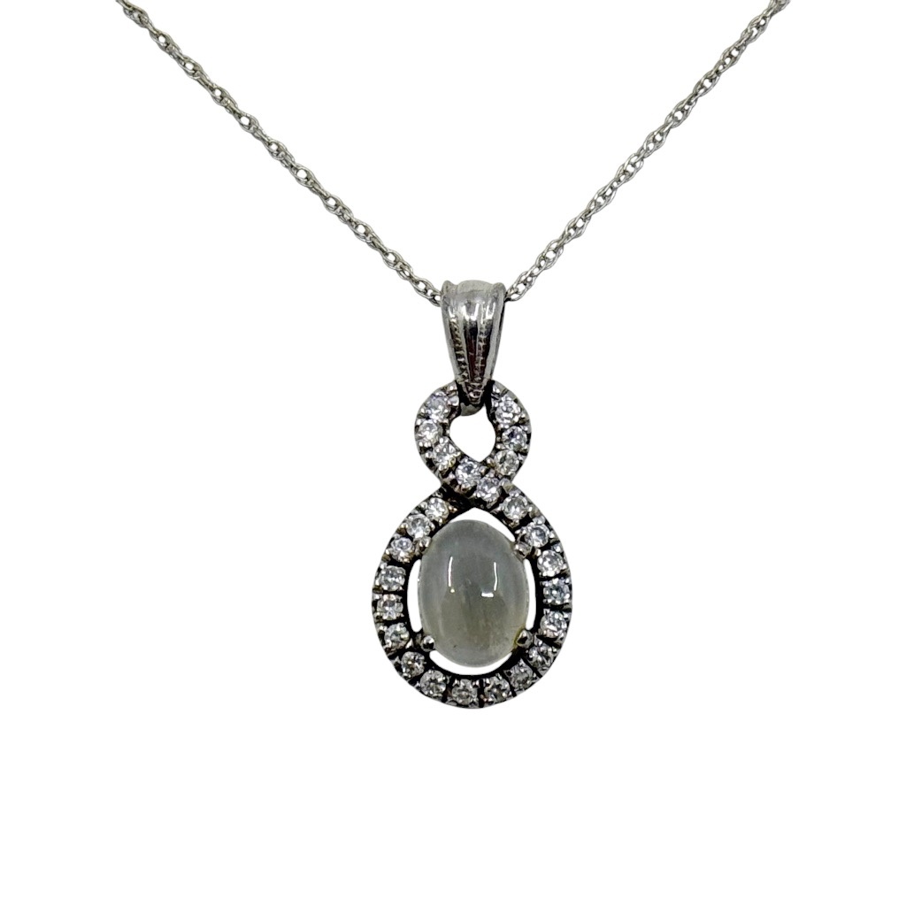 Sterling silver moonstone & cubic zirconia pendant - photo 2